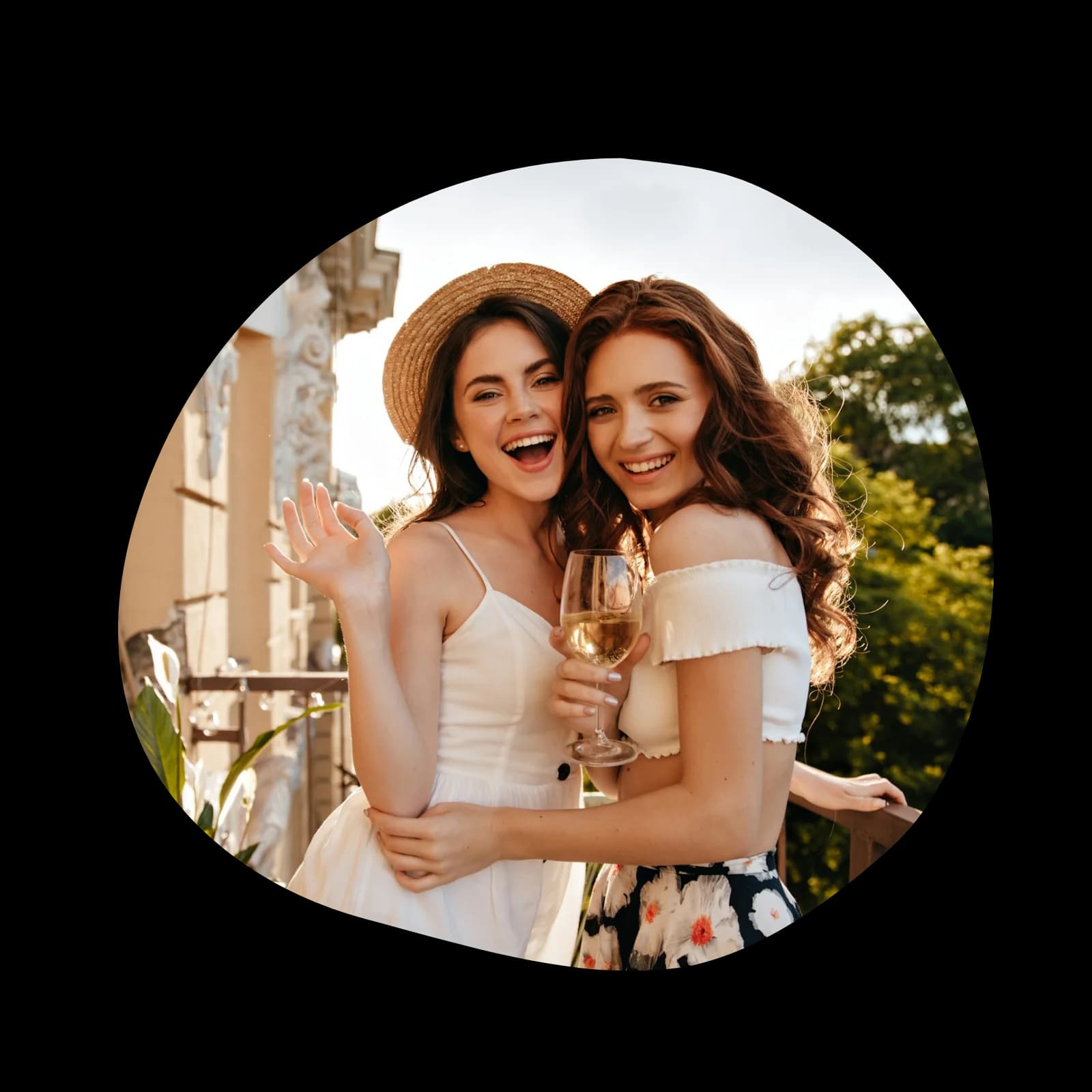Friends celebrating together at a wedding