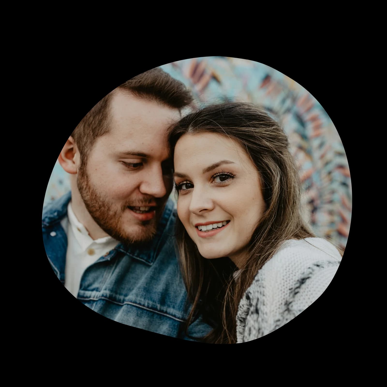 An engaged couple sharing a close moment together