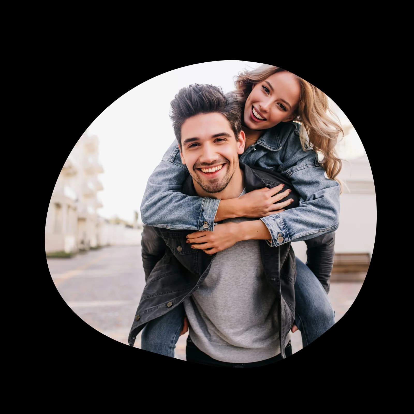 A happy couple enjoying a relaxed moment together